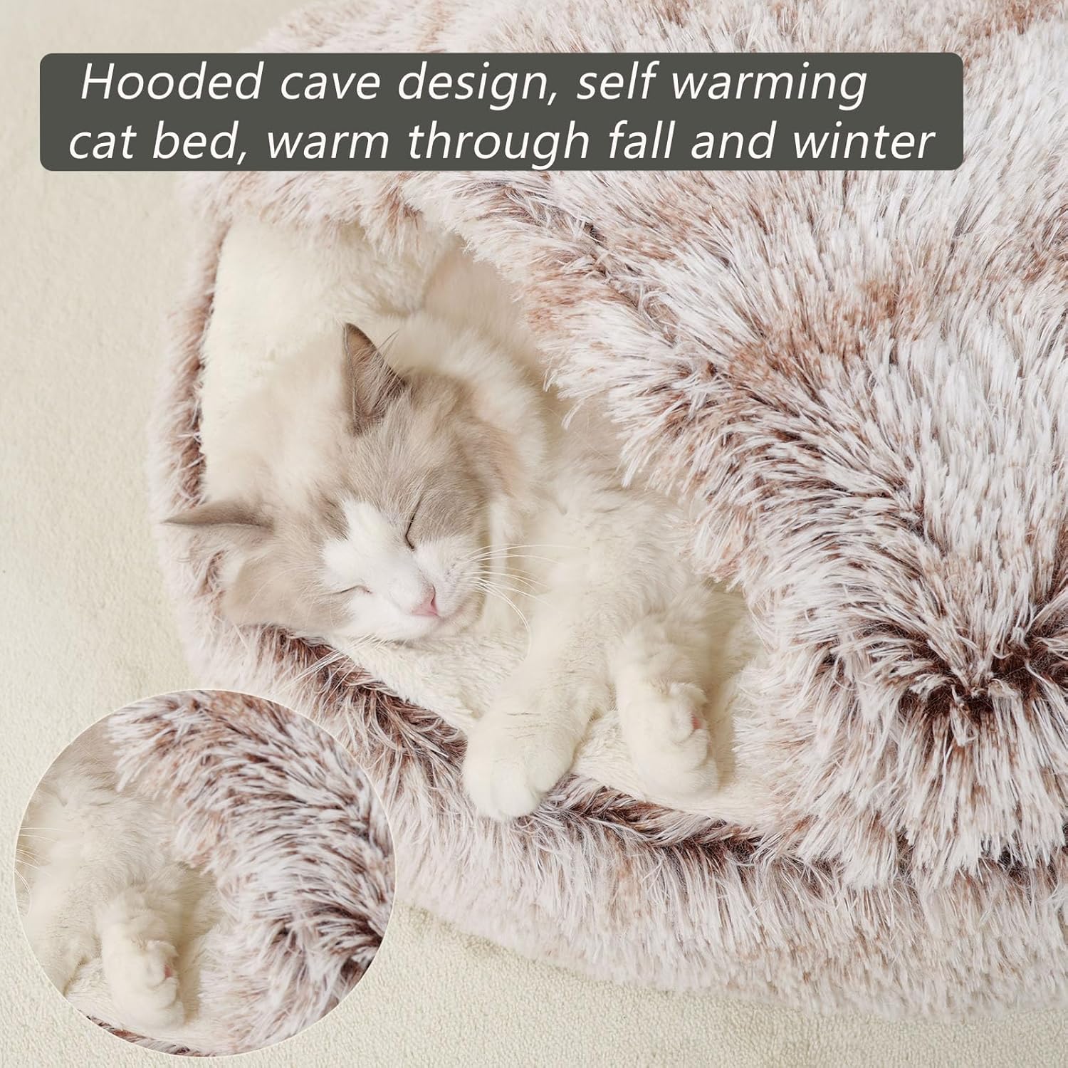 2-in-1 Round Cushion & Warm Pet House for Cats and Small Dogs